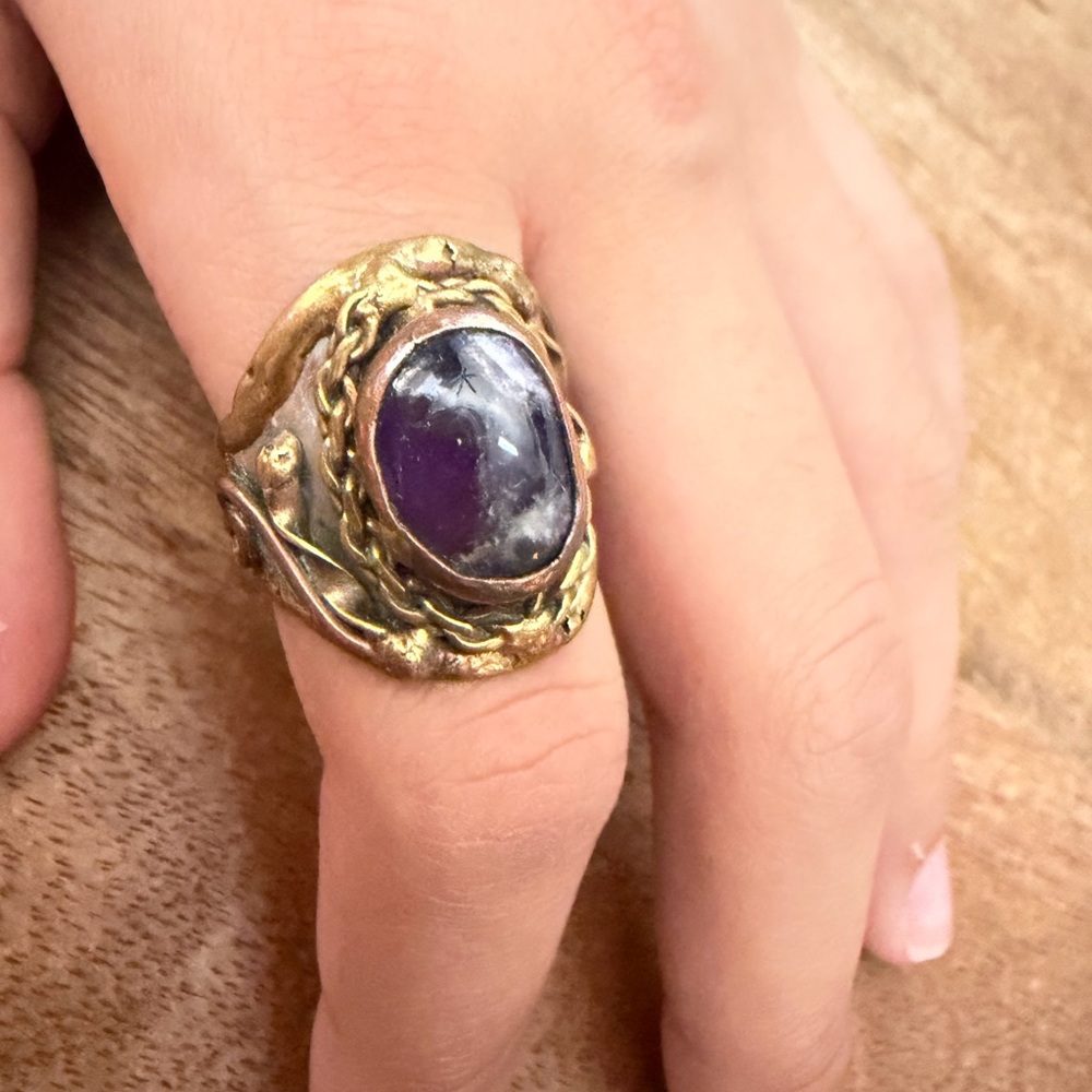 Amethyst Mixed Metal Statement Ring - image 1